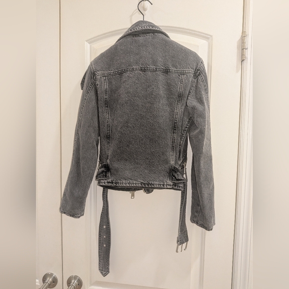 NWOT ALL SAINTS BALFERN DENIM BIKER JACKET IN WASHED GRAY - Picture 10 of 12